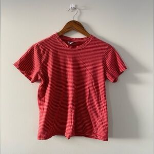 Frank And Oak Red Stripe Short Sleeve Tee